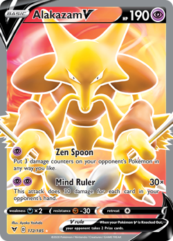 Alakazam V 172/185 Ultra Rare Vivid Voltage Pokemon Holo NM/M - Image 1