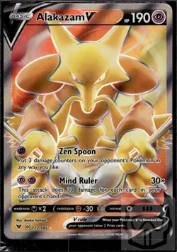 Alakazam V 172/185 Ultra Rare Vivid Voltage Pokemon Holo NM/M - Image 3