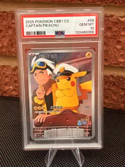 Pokemon TCG Captain Pikachu PSA 10 2025 CHINESE CBB1 C-GEM PACK VOL 1 #09 - Image 1