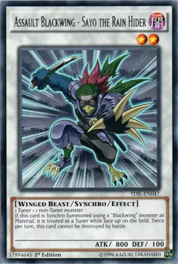 Yugioh! LP Assault Blackwing - Sayo the Rain Hider - TDIL-EN047 - Rare - 1st Edi - Image 1