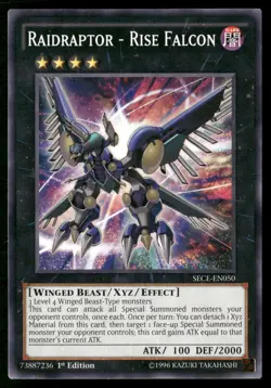 Raidraptor - Rise Falcon SECE-EN050 Secrets of Eternity Yu-Gi-Oh 1st Edition NM - Image 1