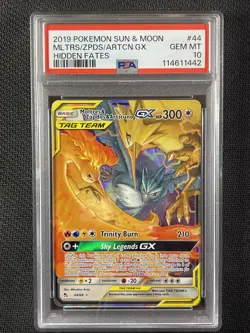 Pokemon Card PSA 10 Moltres Zapdos & Articuno GX Hidden Fates S&M 2019 44/68 - Image 1