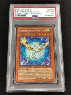 Yugioh 2007 Crystal Beast Sapphire Pegasus CT04-EN002 PSA 10 Secret Rare - Image 1