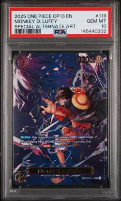 ONE PIECE OP13 CARRYING ON HIS WILL OP09-119 MONKEY D. LUFFY PSA 10 SP ALT ART - Image 1