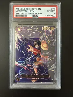 ONE PIECE OP13 CARRYING ON HIS WILL OP09-119 MONKEY D. LUFFY PSA 10 SP ALT ART - Image 3