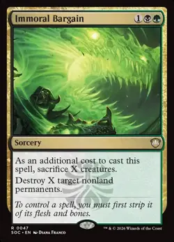 IMMORAL BARGAIN Rare Extended Art Secrets of Strixhaven Commander NM MTG - Image 1