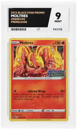 Moltres Promo #SWSH185 Prerelease Brilliant Stars Pokemon Card ACE 9 Mint - Image 1