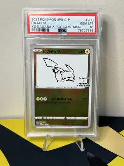 PSA 10 Pikachu Yu Nagaba 208/S-P X PCG Campaign Promo Japanese Pokemon Card 2021 - Image 2