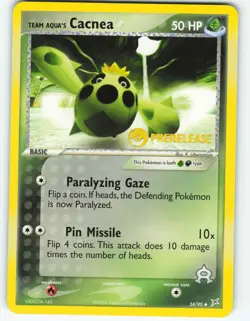 Team Aqua's Cacnea - Prerelease - 24/95 Team Magma vs Team Aqua Pokemon TCG 2004 - Image 1