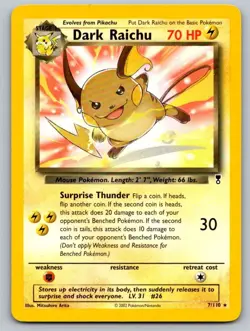 Dark Raichu (WotC Legendary Collection) 7/110 Rare Deck Exclusives Pokemon LP - Image 1