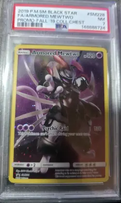 2019 POKEMON SM BLACK STAR PROMO #SM228 FULL ART/ARMORED MEWTWO PSA 7 - Image 5