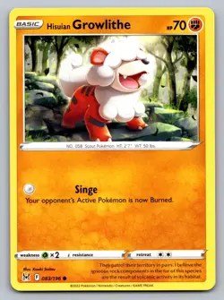 Pokemon TCG SWSH11: Lost Origin Hisuian Growlithe 083/196 - Image 1