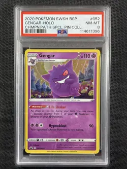Pokemon Card PSA 8 Gengar Champions Path Pin Collection BSP 2020 SWSH052 - Image 1