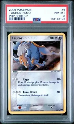 2006 POKEMON POP SERIES 2 #5 TAUROS-HOLO PSA 8 - Image 1