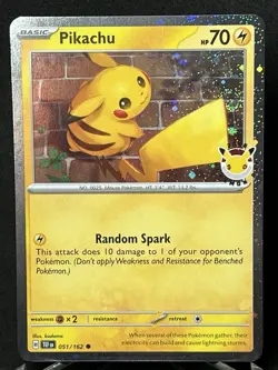 Pokemon Pikachu 051/162 Stamped Pokemon Day 2026 Cosmos Holo Swirl🌀 Near Mint - Image 2