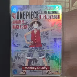 Bandai One Piece CCG Monkey.D.Luffy Promo Foil Card US Voyage P-055 - Image 1