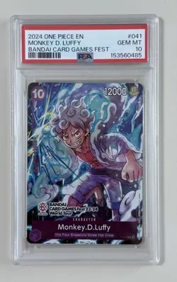 2024 One Piece Monkey.D.Luffy Bandai Card Game Fest #P-041 English PSA 10 - Image 1
