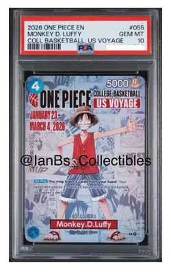 One Piece Monkey D. Luffy US College Basketball Card Promo PSA 10 PRESALE - Image 1