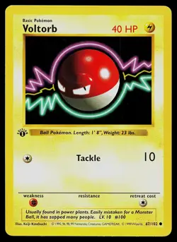 Pokemon Card - Voltorb Base Set Shadowless 67/102 1st Edition Common - Image 1