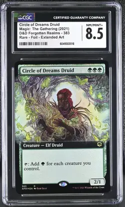 CIRCLE OF DREAMS DRUID D&D Forgotten Realms Extended Art Foil Rare CGC 8.5 MTG - Image 1