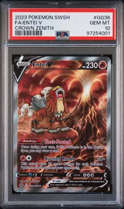 2023 POKEMON SWORD & SHIELD CROWN ZENITH #GG36 FULL ALT ART / ENTEI V PSA 10 GEM - Image 1