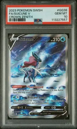 Pokemon Suicune V Crown Zenith Galarian Gallery Full Art #GG38 PSA 10 Gem Mint - Image 1