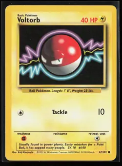 Voltorb 67/102 Common Base Set Unlimited WOTC Vintage Pokemon LP - Image 1