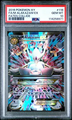 2016 POKEMON XY FATES COLLIDE #118 FULL ART/M ALAKAZAM EX PSA 10 - Image 1
