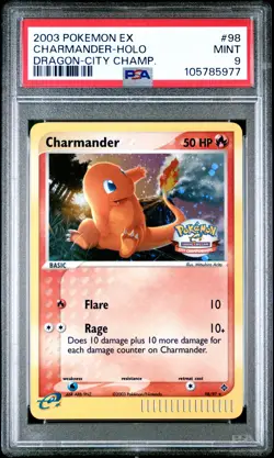 2003 POKEMON EX DRAGON CITY CHAMPIONSHIPS #98 CHARMANDER-HOLO PSA 9 - Image 1
