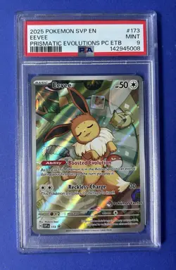 2025 Pokemon SVP EN Eevee Prismatic Evolutions PC ETB #173 PSA 9 MINT - Image 1