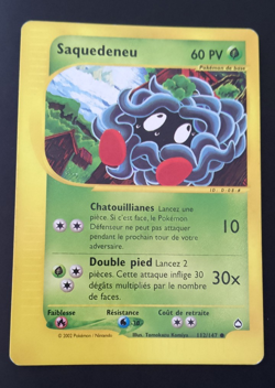 Carte pokemon Saquedeneu 112/147 Aquapolis FR - Bon Etat - Image 1