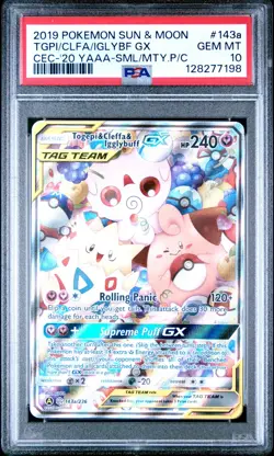 [PSA 10] Togepi Cleffa Igglybuff GX 143a/236 Cosmic Eclipse Promo POKEMON - Image 1