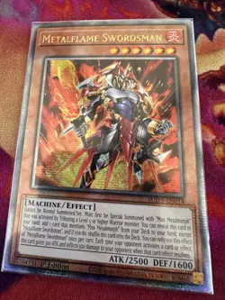 Yugioh 1X Metalflame Swordsman - SUDA-EN014 - Quarter Century Secret Rare 1st Ed - Image 1
