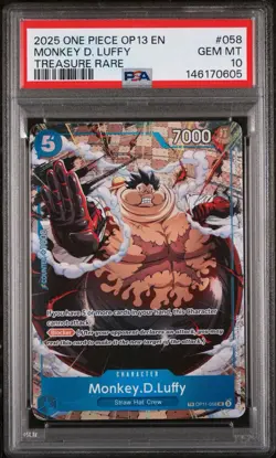 2025 ONE PIECE MONKEY D. LUFFY OP13-CARRYING ON HIS WILL TREASURE RARE TR PSA 10 - Image 1