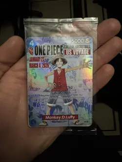 *Sealed* One Piece CCG Monkey D. Luffy US Voyage Promo Holo Card P-055 5000 - Image 1