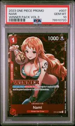 2023 ONE PIECE PROMOS WINNER PACK VOL.3 #007 NAMI PSA 10 - Image 1