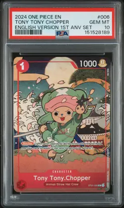 2024 ONE PIECE ENGLISH VERSION 1ST ANNIVERSARY SET #006 TONY TONY CHOPPER PSA 10 - Image 1