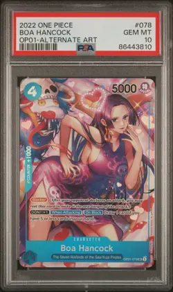 2022 ONE PIECE OP01-ROMANCE DAWN #078 BOA HANCOCK ALT ART PSA 10 - Image 1