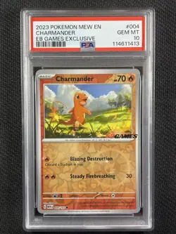 Pokemon Card PSA 10 Charmander EB Games Exclusive S&V Base 2023 004/165 - Image 1