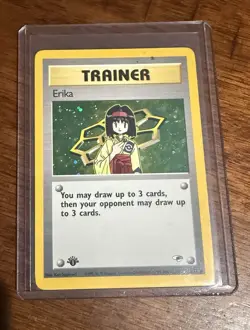 Pokemon TCG Erika 016/132 Gym Heroes 1st Edition Holo Rare Trainer Card WOTC - Image 1