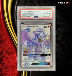 CARTA POKEMON RESHIRAM GX SV51 HIDDEN FATES PSA 10 CARD ENG GRADATO - Image 1
