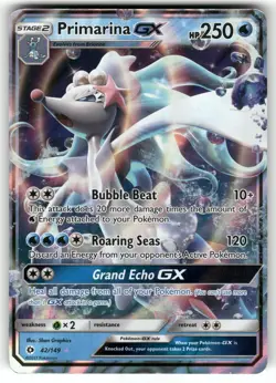 Primarina GX 42/149 Holo Ultra Rare SM Base Set Pokemon Moderately Played - Image 1
