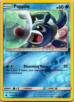 Popplio 64/214 Common Lost Thunder Pokemon Reverse Holo Near Mint - Image 1