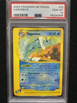 2003 Pokemon Skyridge Vaporeon 33/144 PSA 10 Gem Mint - Image 1