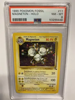 1999 Pokemon TCG Fossil Magneton Holo Italian 11/62 PSA 8 - Image 1