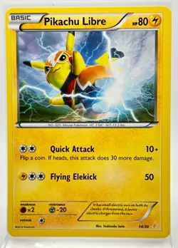 Pikachu Libre 14/30 Pokemon Card 2016 Non Holo LP XY Trainer Kit - Image 1