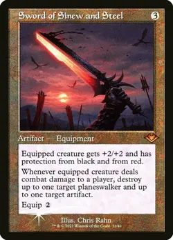 [1x] Sword of Sinew and Steel - Foil Etched - Retro Frame Near Mint, English Mod - Image 1