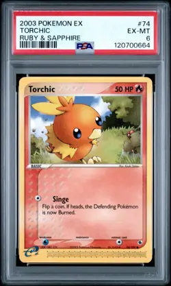 2003 POKEMON EX RUBY & SAPPHIRE 74 TORCHIC EXCELLENT-MINT PSA 6 - Image 1