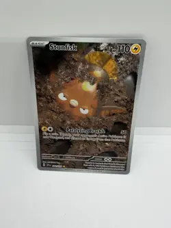 Pokemon Stunfisk Illustration Rare Full Art Holo 202/191 SV8 Basic HP 110 - Image 2