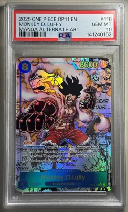 One Piece CCG Monkey.D.Luffy Manga Alternate Art OP11-118 PSA 10 Gem Mint - Image 1